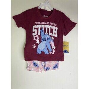 Disney Lilo and Stitch 2 Piece Shorts Top T-Shirt Matching Outfit Set Girls 3T